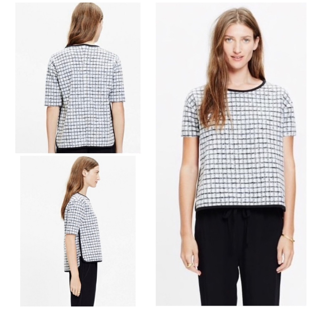 EUC Madewell Brushed Windowpane Sweater Blouse M
